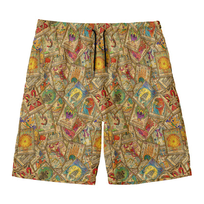 Vintage Wicca Tarot Card Print Men's Swim Trunks