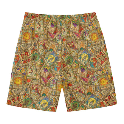 Vintage Wicca Tarot Card Print Men's Swim Trunks