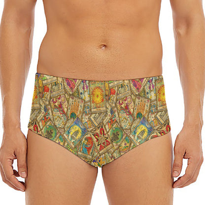 Vintage Wicca Tarot Card Print Men's Triangle Swim Briefs