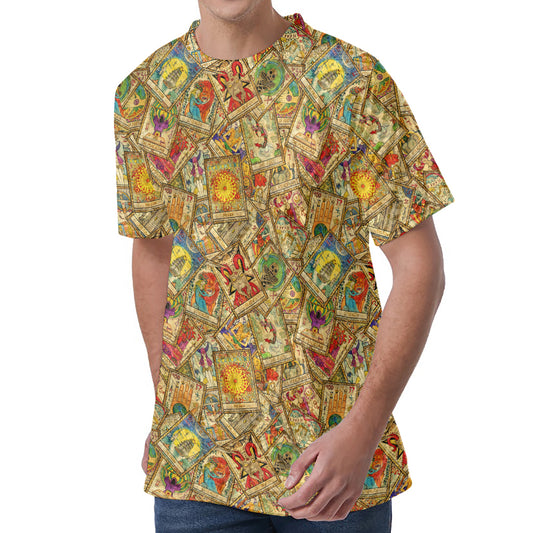 Vintage Wicca Tarot Card Print Men's Velvet T-Shirt