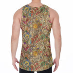 Vintage Wicca Tarot Card Print Men's Velvet Tank Top