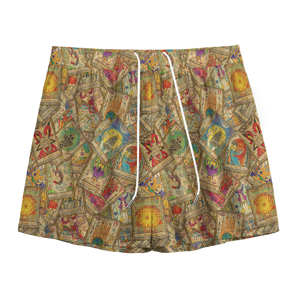 Vintage Wicca Tarot Card Print Mesh Shorts