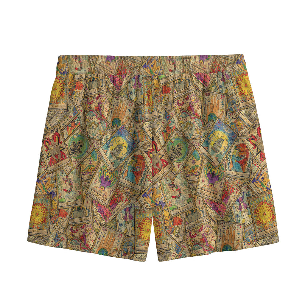 Vintage Wicca Tarot Card Print Mesh Shorts