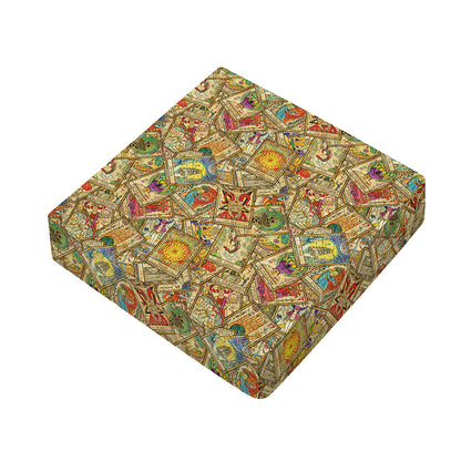 Vintage Wicca Tarot Card Print Outdoor Seat Cushion Cover