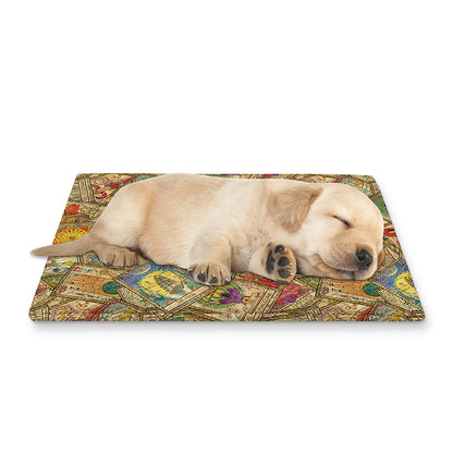 Vintage Wicca Tarot Card Print Pet Cooling Mat Cover