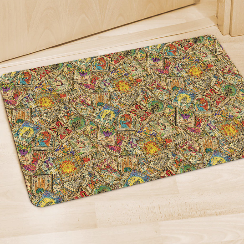 Vintage Wicca Tarot Card Print Polyester Doormat