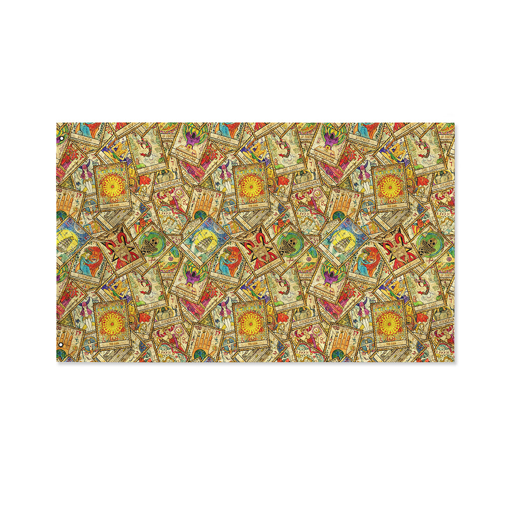 Vintage Wicca Tarot Card Print Polyester Flag