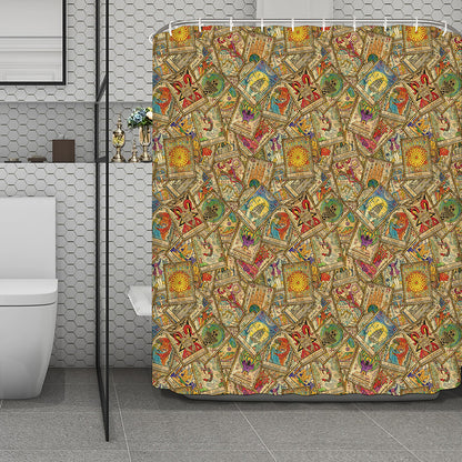 Vintage Wicca Tarot Card Print Polyester Shower Curtain
