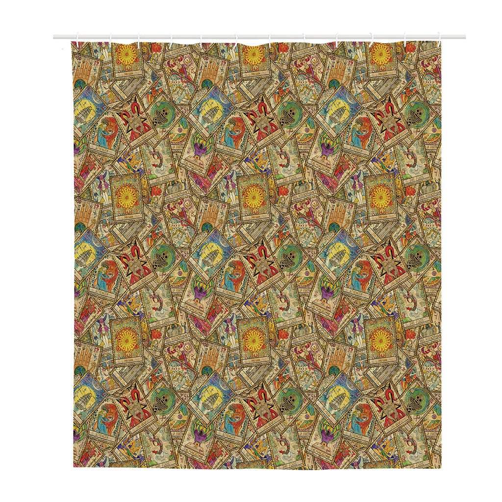 Vintage Wicca Tarot Card Print Polyester Shower Curtain