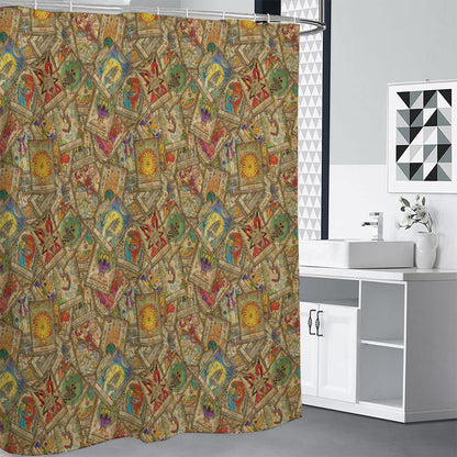 Vintage Wicca Tarot Card Print Premium Shower Curtain