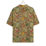 Vintage Wicca Tarot Card Print Rayon Hawaiian Shirt