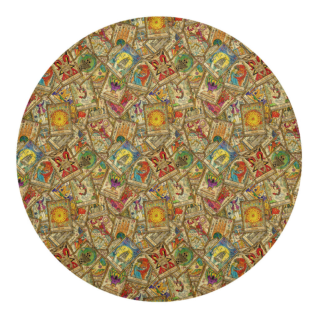 Vintage Wicca Tarot Card Print Round Blanket
