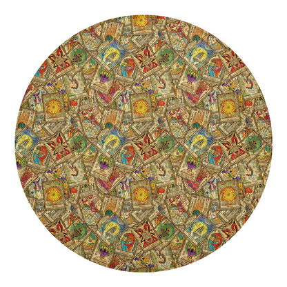 Vintage Wicca Tarot Card Print Round Blanket