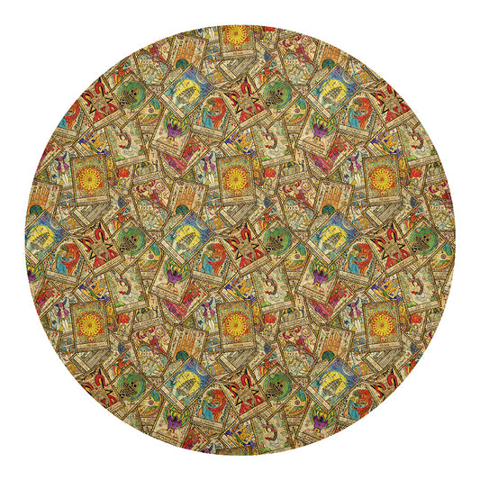 Vintage Wicca Tarot Card Print Round Blanket