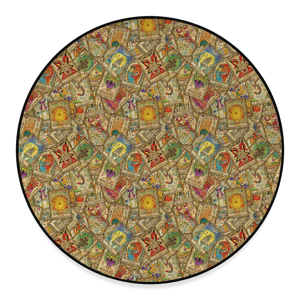 Vintage Wicca Tarot Card Print Round Floor Mat