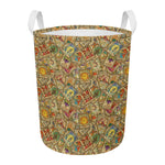 Vintage Wicca Tarot Card Print Round Laundry Basket