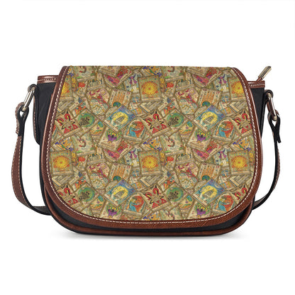 Vintage Wicca Tarot Card Print Saddle Bag