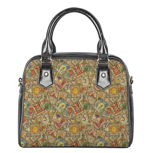 Vintage Wicca Tarot Card Print Shoulder Handbag