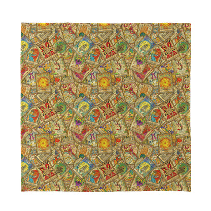 Vintage Wicca Tarot Card Print Silk Bandana