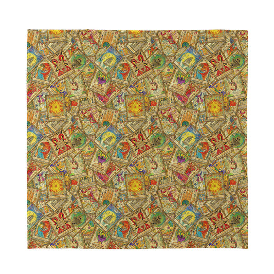 Vintage Wicca Tarot Card Print Silk Bandana