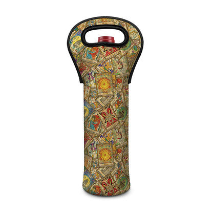 Vintage Wicca Tarot Card Print Single Neoprene Wine Tote
