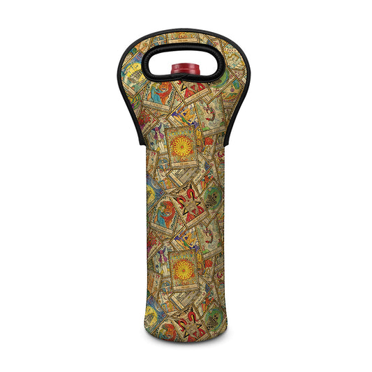 Vintage Wicca Tarot Card Print Single Neoprene Wine Tote