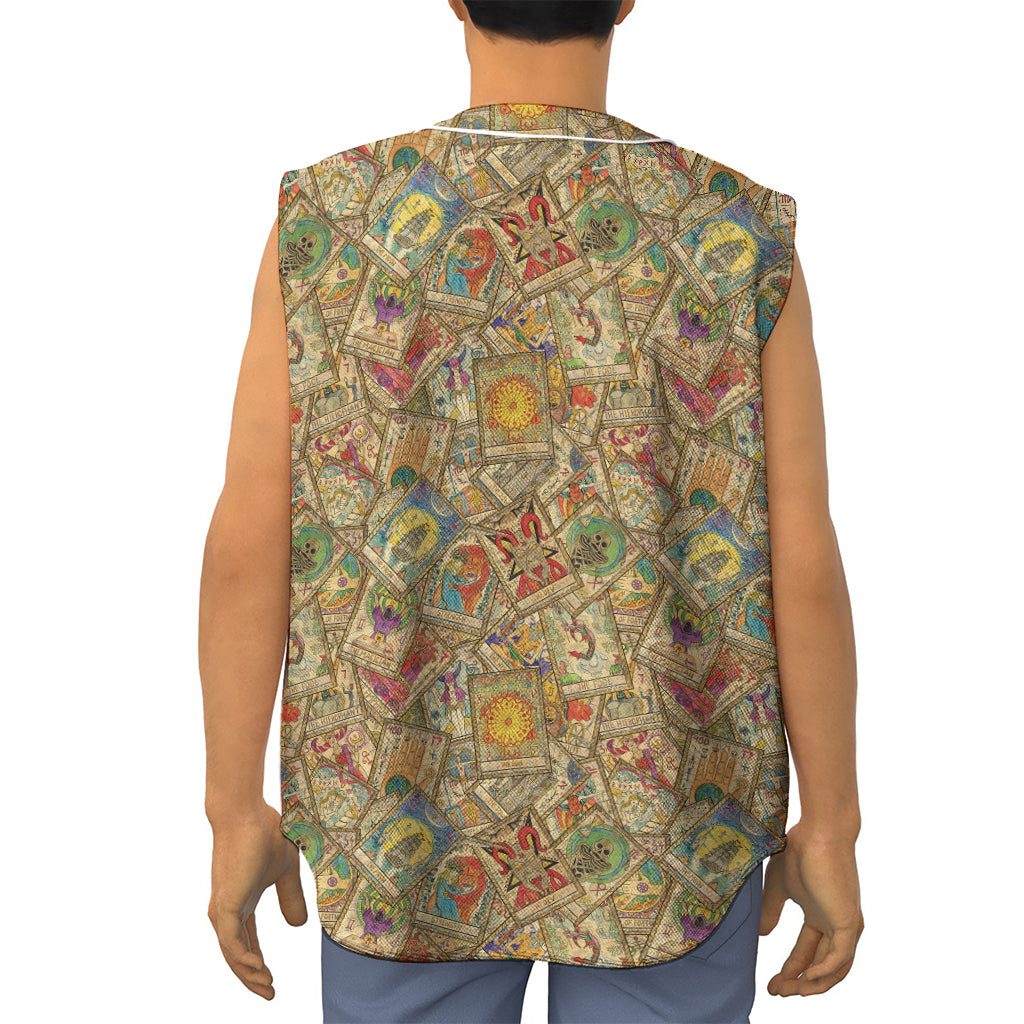 Vintage Wicca Tarot Card Print Sleeveless Baseball Jersey