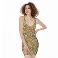 Vintage Wicca Tarot Card Print Sleeveless Bodycon Dress
