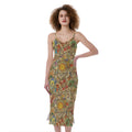 Vintage Wicca Tarot Card Print Slim Fit Midi Cami Dress