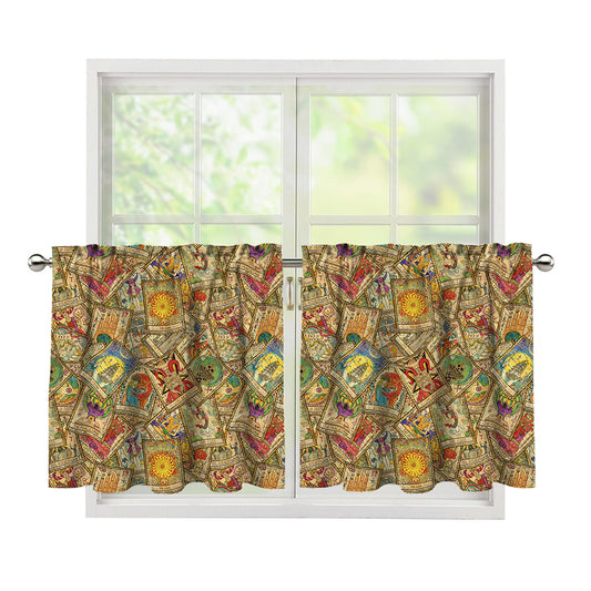 Vintage Wicca Tarot Card Print Tier Curtains