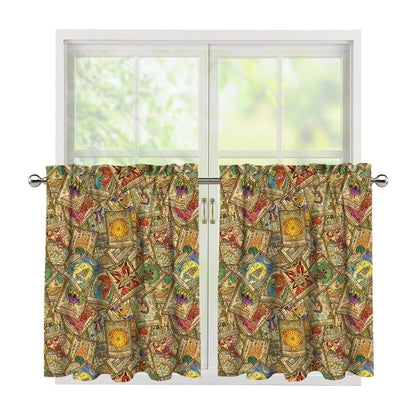 Vintage Wicca Tarot Card Print Tier Curtains