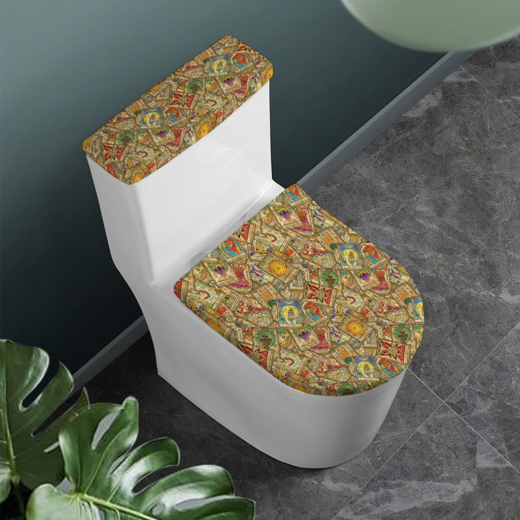 Vintage Wicca Tarot Card Print Toilet Lid And Tank Cover Set