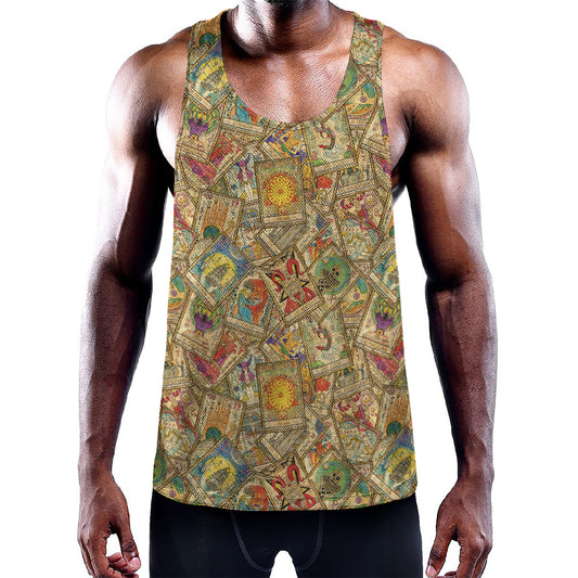 Vintage Wicca Tarot Card Print Training Tank Top