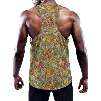 Vintage Wicca Tarot Card Print Training Tank Top