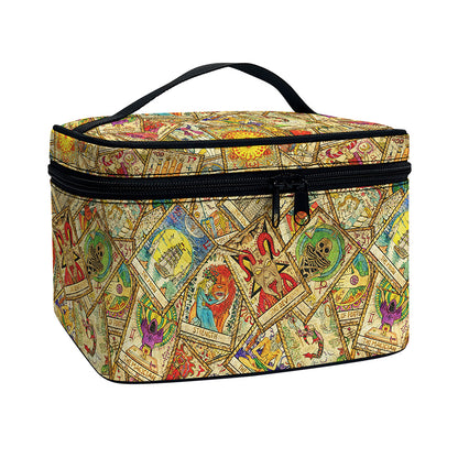 Vintage Wicca Tarot Card Print Travel Makeup Bag