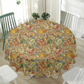 Vintage Wicca Tarot Card Print Waterproof Round Tablecloth
