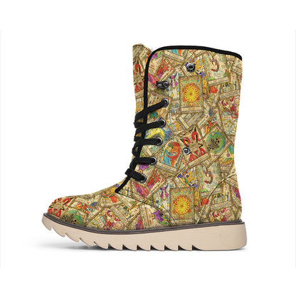 Vintage Wicca Tarot Card Print Winter Boots
