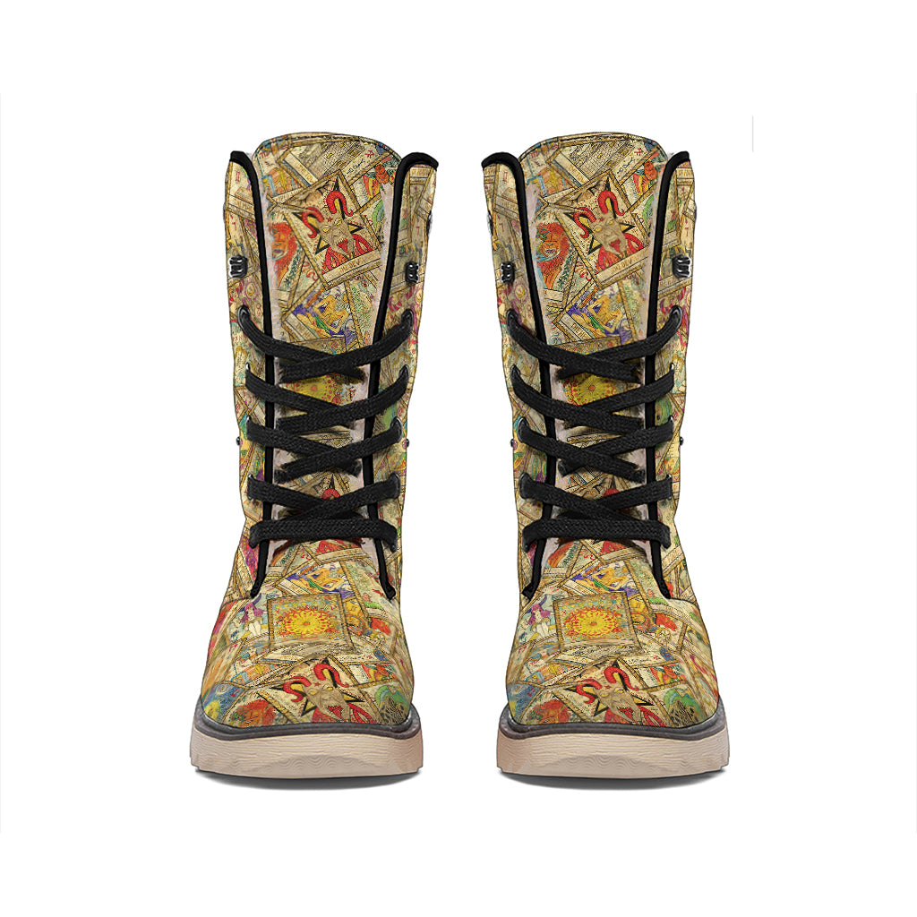 Vintage Wicca Tarot Card Print Winter Boots
