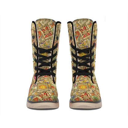 Vintage Wicca Tarot Card Print Winter Boots
