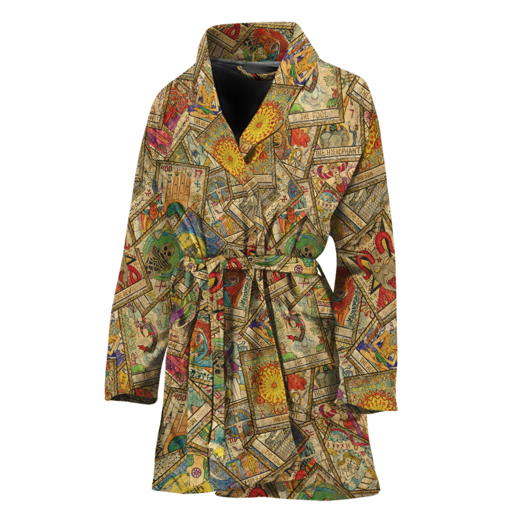 Vintage Wicca Tarot Card Print Women's Bathrobe