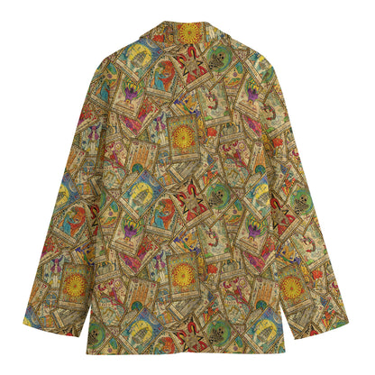 Vintage Wicca Tarot Card Print Women's Blazer