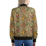 Vintage Wicca Tarot Card Print Women's Bomber Jacket
