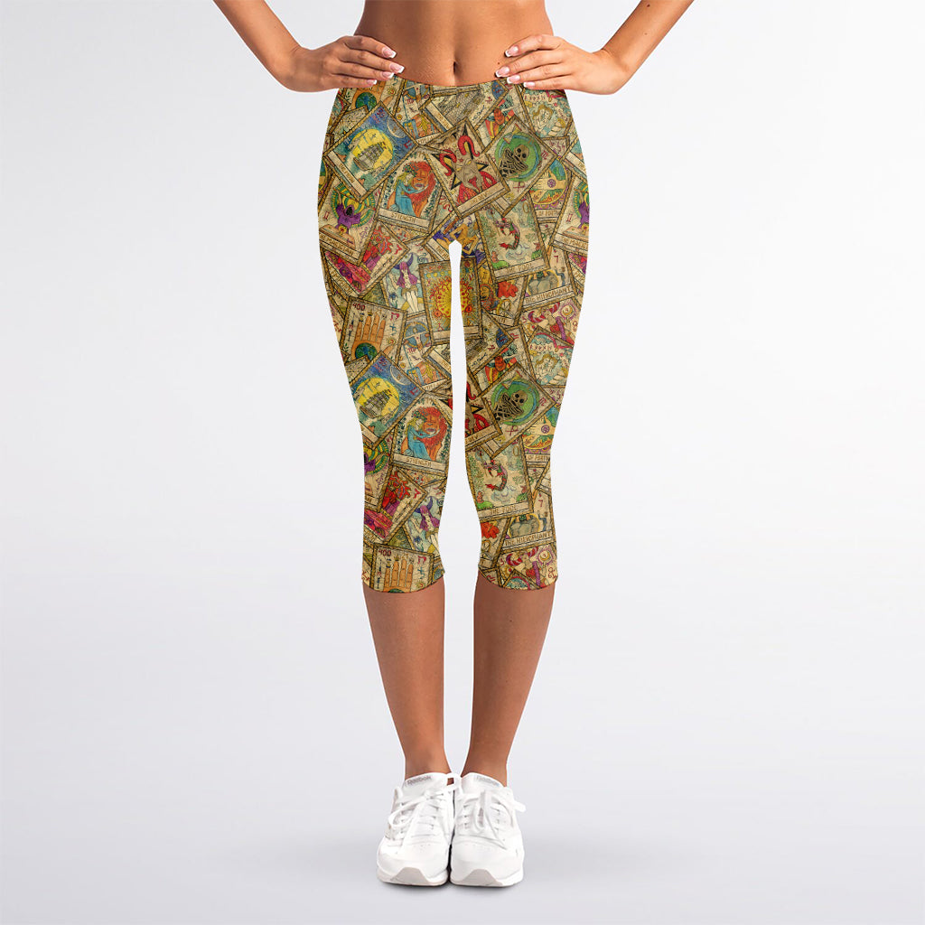 Vintage Wicca Tarot Card Print Women's Capri Leggings