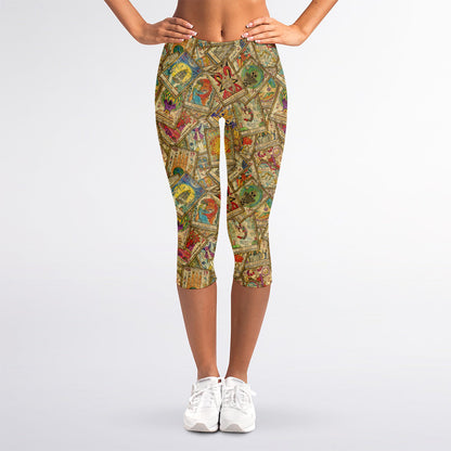 Vintage Wicca Tarot Card Print Women's Capri Leggings