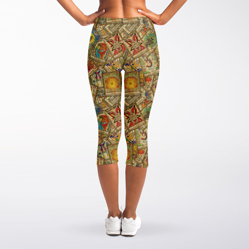 Vintage Wicca Tarot Card Print Women's Capri Leggings