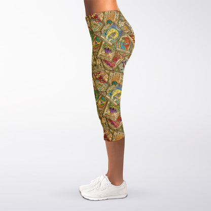 Vintage Wicca Tarot Card Print Women's Capri Leggings