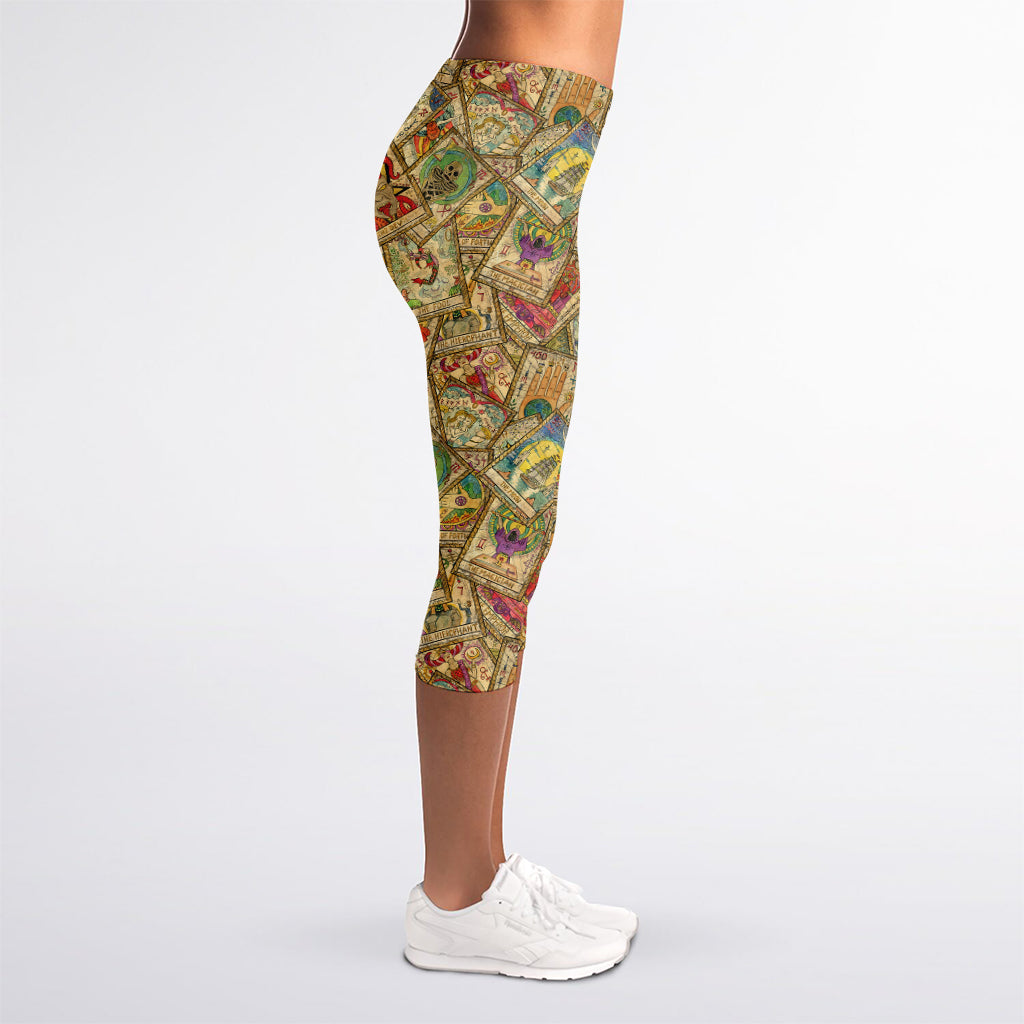 Vintage Wicca Tarot Card Print Women's Capri Leggings