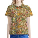 Vintage Wicca Tarot Card Print Women's Polo Shirt