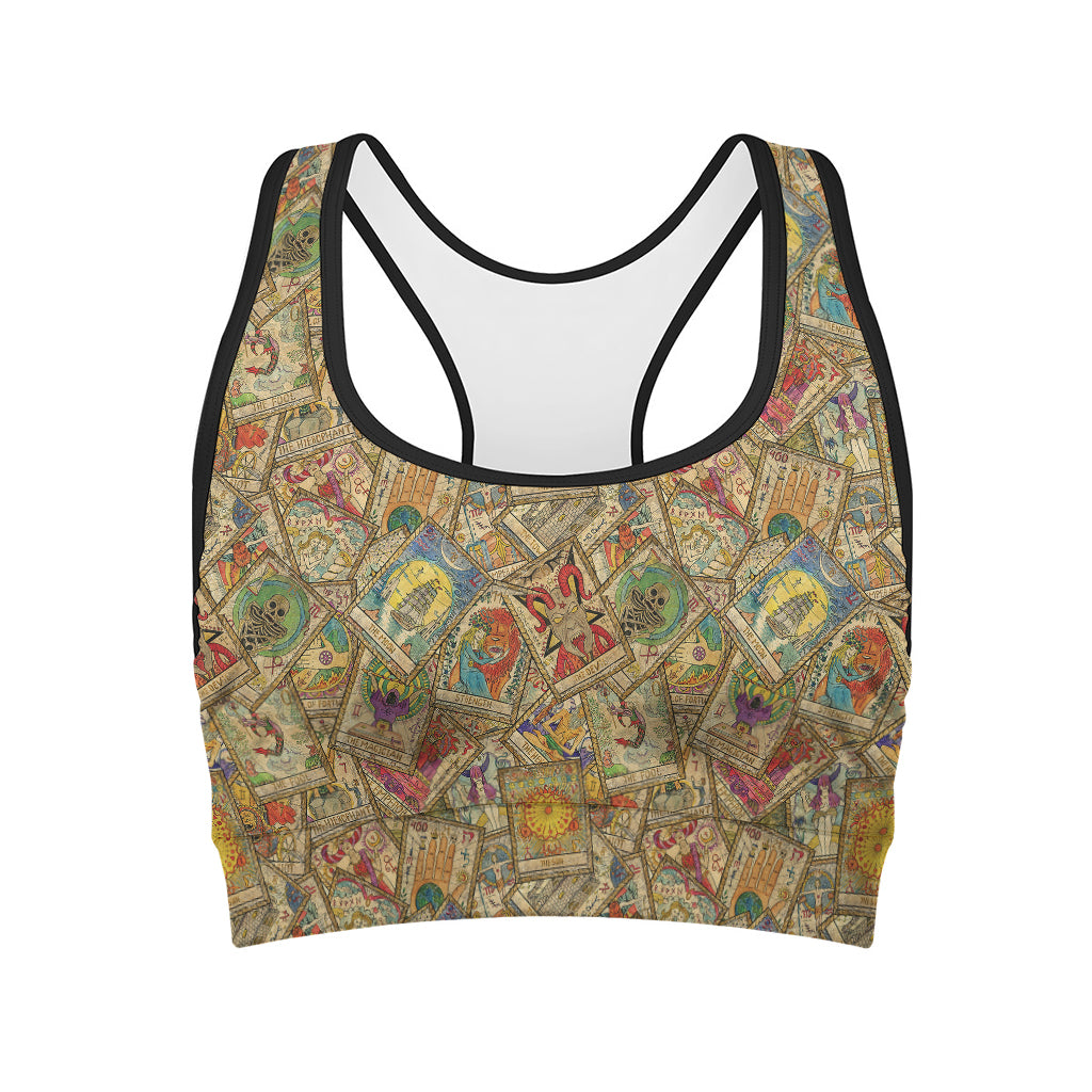 Vintage Wicca Tarot Card Print Women's Sports Bra