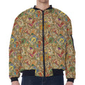 Vintage Wicca Tarot Card Print Zip Sleeve Bomber Jacket